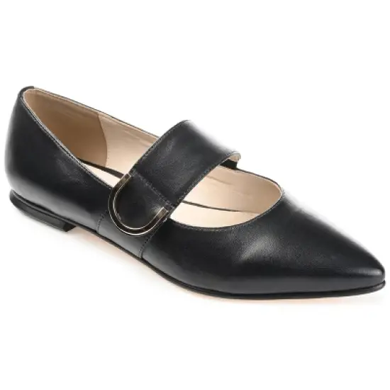 Journee Signature Womens Genuine Leather Emerence Loafer Pointed Toe Slip On Flats image {9}