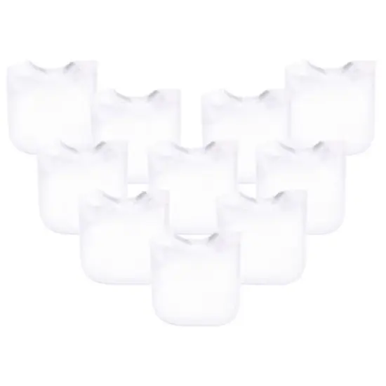 Hudson Baby Infant Unisex Rayon from Bamboo Terry Bibs, White, One Size image {3}