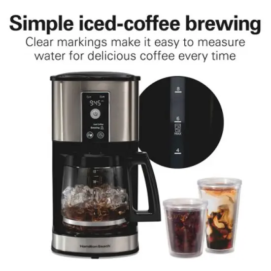 Hamilton Beach 12Cup Programmable Hot & Iced Coffee Maker 49620: Electric Drip Machine, 950W, Dishwasher-Safe Parts image {3}