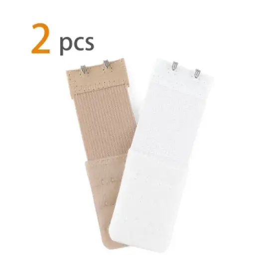 Allegra K 2pcs Bra Strap Extenders Set 3 Rows 2 Hooks/3 Hooks/4 Hooks Elastic Bra Hook Extensions image {1}