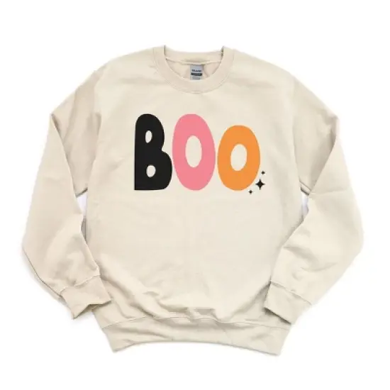 Simply Sage Market Women's Graphic Sweatshirt Boo Colorful Stars image {2}