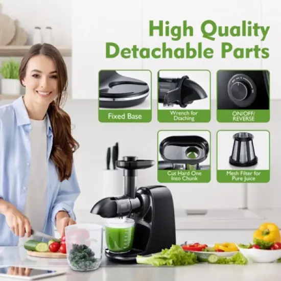 Masticating Juicer, Slowe Cold Press Juicer with 7 Spiral Masticating, Reverse Function, Juicer Machines with Food Grade Anti-oxidation Materials image {3}