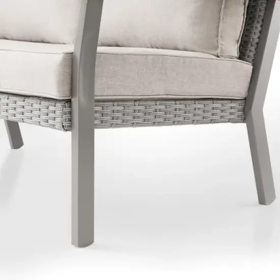 SONGMICS HOME Sencillo Collection - Loveseat, 2-Seat Sofa, Lounge Chair, Patio Seat, with Faux Wood Armrests,Gray and Beige image {7}