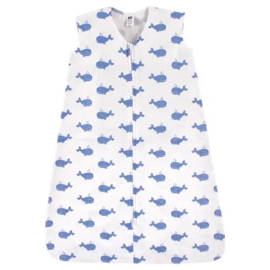 Hudson Baby Infant Boy Cotton Sleeveless Wearable Sleeping Bag, Sack, Blanket, Whale image {1}