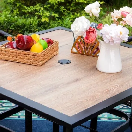 5pc Patio Dining Set with 37"x37" Square Table & 4 C-Spring Motion Chairs - Captiva Designs image {5}