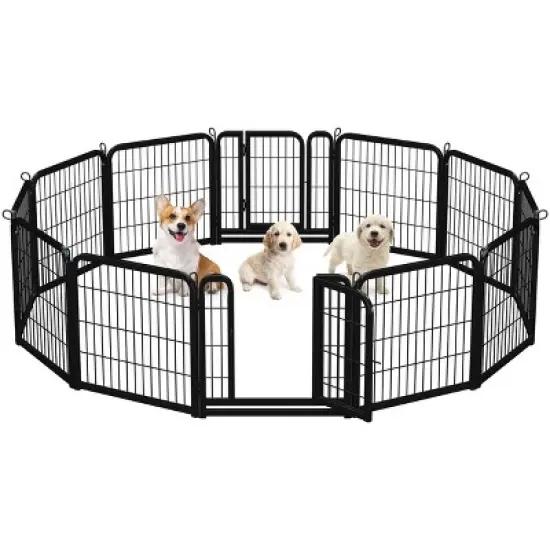 Yaheetech 6 Panels Dog Playpen Panels Metal Pet Playpen, Black image {8}