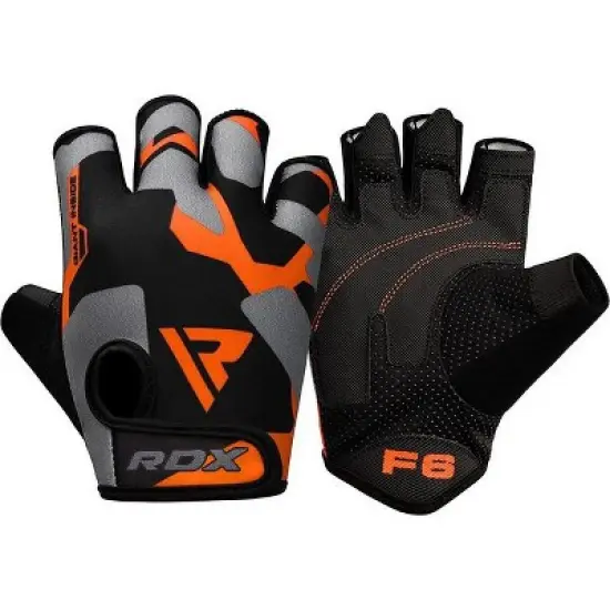 RDX Sports F6 Fitness Gym Gloves - Enhanced Grip and Support for Strength Training, CrossFit, Bodybuilding, Powerlifting, Workout Gloves - Orange - S image {5}