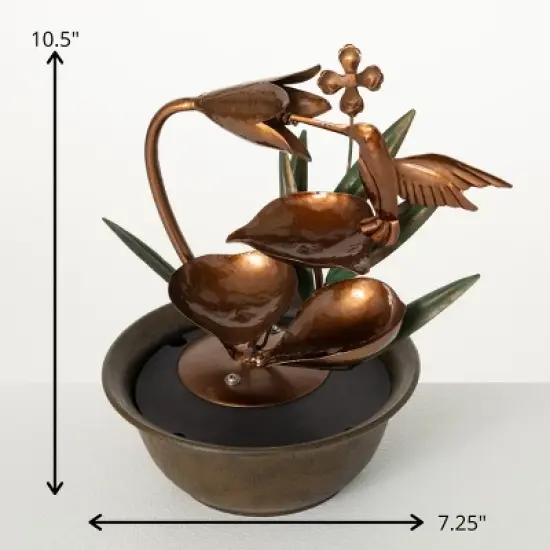 10.5"H Sullivans Copper Hummingbird Fountain, Multicolored image {3}