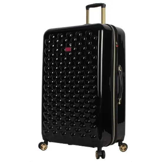 Betsey Johnson Expandable Hardside Large Checked Spinner Suitcase image {8}