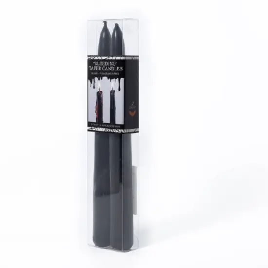 2pk 8" Bleeding Taper Candles Black - Bullseye's Playground&trade; image {2}