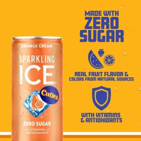 Sparkling ICE Cuties Orange Cream - 10pk/7.5 fl oz Mini Cans image {2}