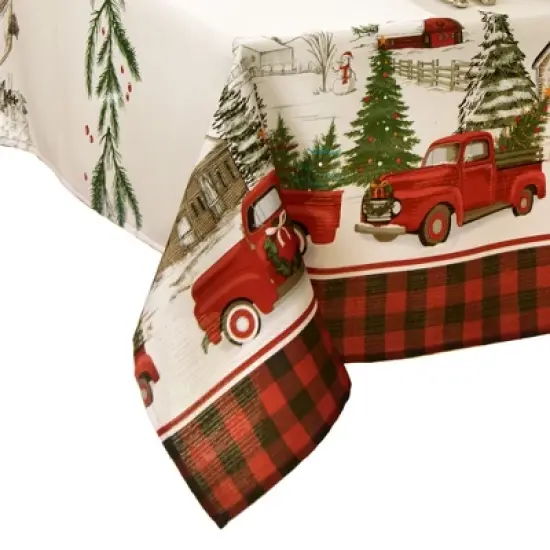 Elrene Vintage Christmas Tree Farm Holiday Tablecloth - Elrene Home Fashions image {3}