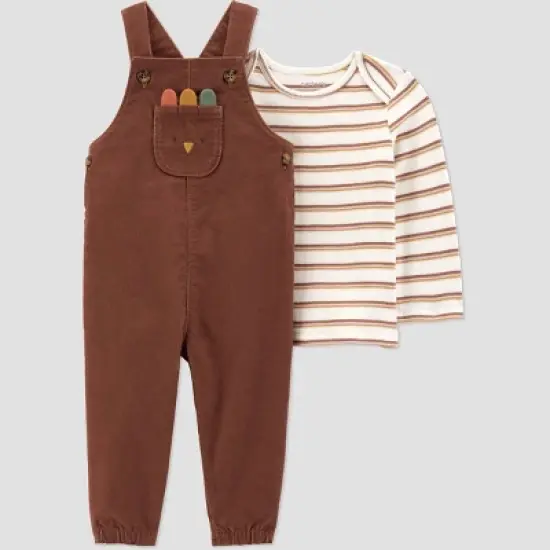 Carter's Just One You&reg; Baby 2pc Thanksgiving Overalls Set - Brown image {7}