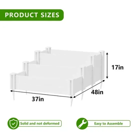 Lirago 48"x37"x17" White PVC Modular Garden Fence Panel Durable Easy to Install Soil Improvement Solution image {4}