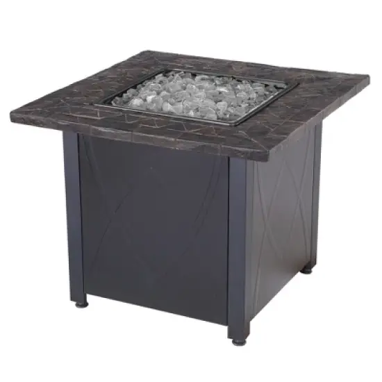 Endless Summer 30 Inch Square 30,000 BTU LP Gas Outdoor Fire Pit Table with Handcrafted Mantel, Fire Rocks, and Protective Cover, Black image {7}