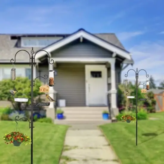 Snynuxx Deluxe Bird Feeding Station Kit With Multi Feeder Hanging Pole, Metal Suet Feeder, Mesh Tray for Attracting Wild Birds and Planter Hanger image {2}