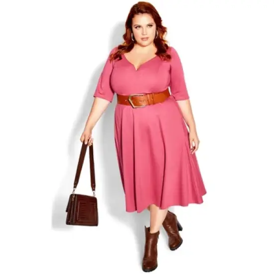 Women's Plus Size Cute Girl Elbow Sleeve Dress - rosy | CITY CHIC image {8}