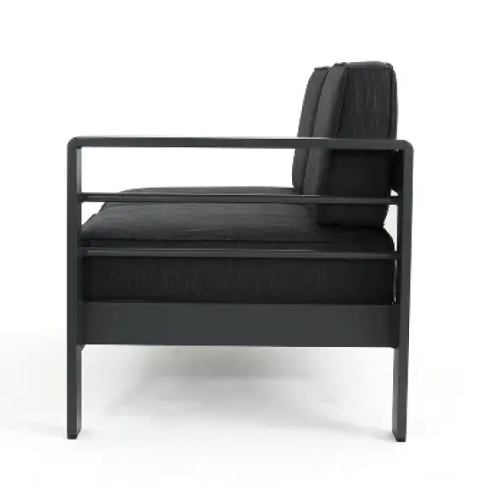 Christopher Knight Home Cape Coral Outdoor V-Shape Aluminum 5 Seater Sectional Sofa Set with Water-Resistant Cushions image {6}