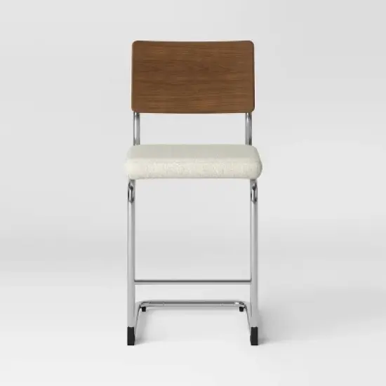 Cecilton Chrome Cantilever Counter Height Barstool Cream Boucle - Threshold&trade; image {2}