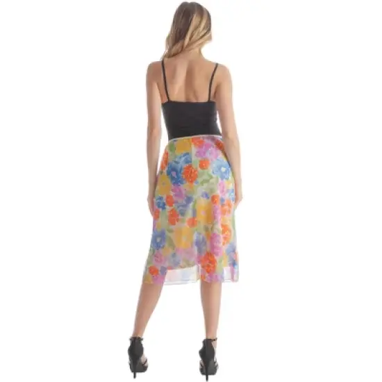 Womens Knee Length Elastic Waist Floral Pattern Skirt image {1}