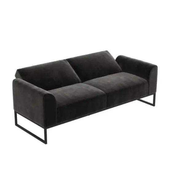 Adley Velvet Fabric Coil Futon with Metal Base - CosmoLiving by Cosmopolitan image {3}