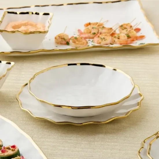 Certified International (Set of 4) 36oz Regency Soup Bowls Gold image {3}