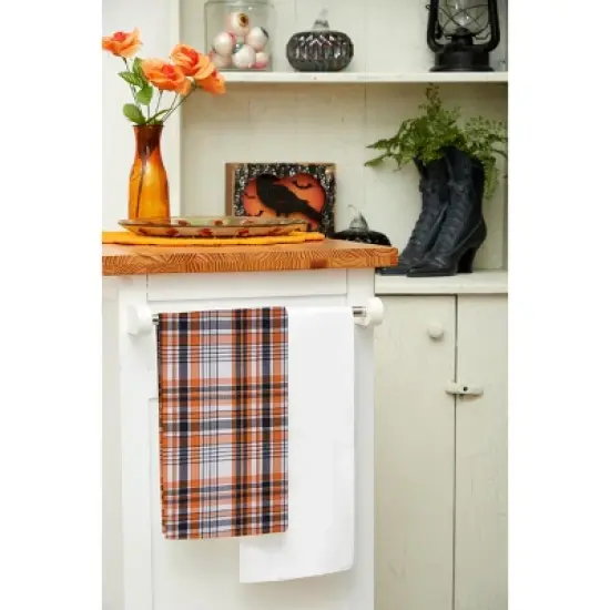 C&F Home Zelda Orange and Black Plaid Halloween Kitchen Towel image {4}