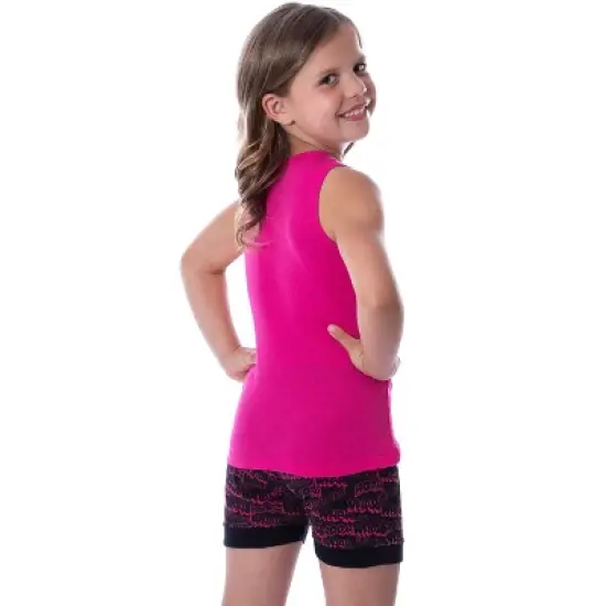 DC Comics Big Girls Batgirl Boom Whak Whoom Tank Pajama Short Set Loungewear Fuchsia image {3}