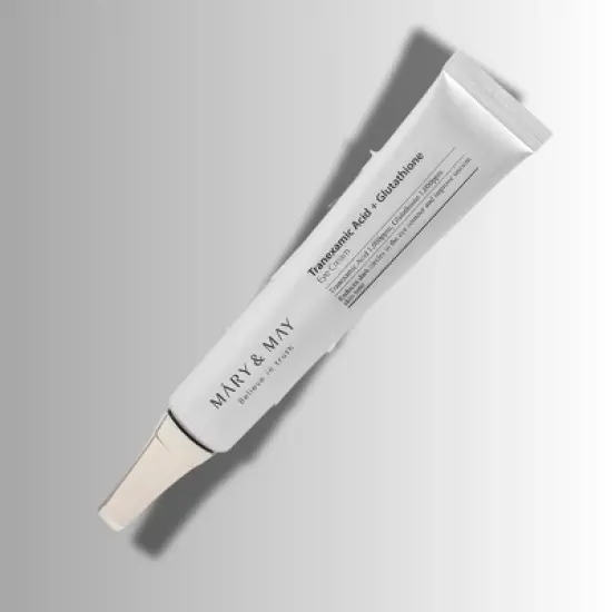 Mary & May Tranexamic Acid+Glutathione Eye Cream Mini size | Targets dark circles and blemishes, promoting radiant skin tone (0.42 oz.) image {1}