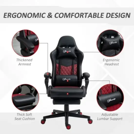 Kumasinova 300lbs Swivel Gaming Chair with Adjustable Height,Lumbar&Head Pillow,Ergonomics Office Chairs Recliner Video Game Chaise for Office, Black image {1}