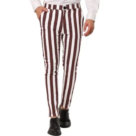 Lars Amadeus Men's Striped Casual Color Block Pants image {10}