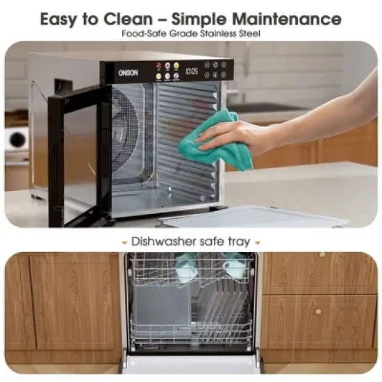 10-Tray Stainless Steel Food Dehydrator, 1000W Electric Dryer for Jerky, Fruit, Herbs, Vegetables & Pet Snacks image {6}