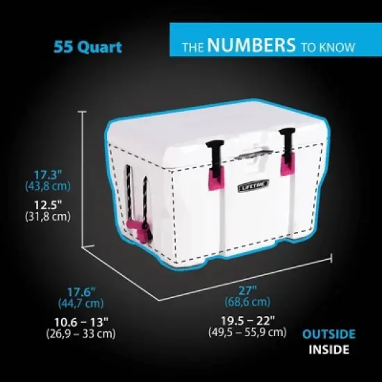 Lifetime 55 Quart High Performance Cooler, White and Pink (91245) image {2}