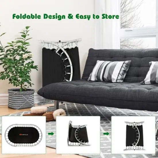 Costway Foldable Trampoline Double Mini Kids Fitness Rebounder w/ Adjustable Handle Red\Blue image {5}