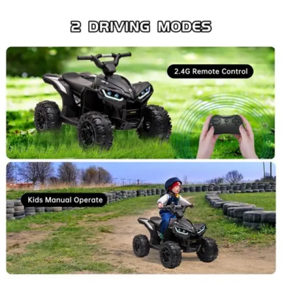 12V Ride On ATV for Kids, Electric Four Wheeler for Toddlers Ages 3-8, with Remote Control, LED Lights, Music, High/Low Speed, USB image {6}