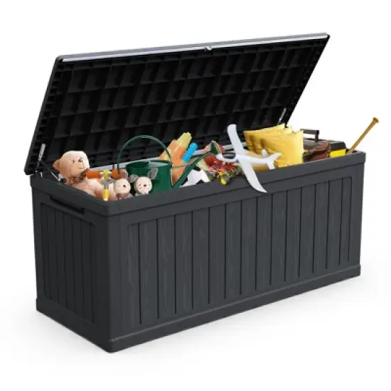 Whisen Outdoor Lockable Deck Storage Box with Double-Wall Construction - Black image {9}