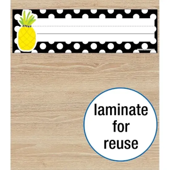 Schoolgirl Style Simply Stylish Tropical Pineapple Polka Dot Name Plates, 36 Per Pack, 6 Packs image {3}