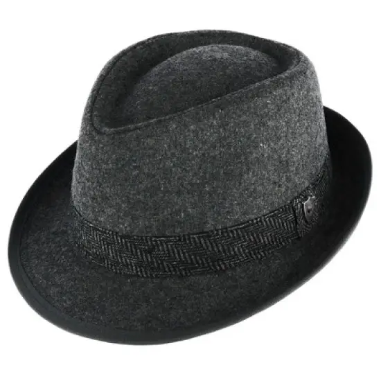Ascentix Men's Wool Blend All Season Fedora Hat with Herringbone Band image {7}