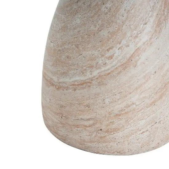 Christopher Knight Home Genesis Outdoor Hourglass Shape Travertine Lightweight Concrete Side Table image {5}