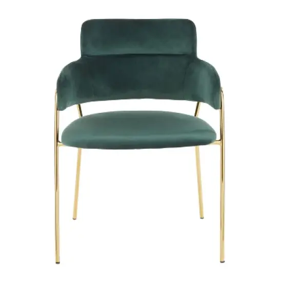 Set of 2 Napoli Contemporary Chairs Gold/Emerald Green Velvet - LumiSource: Chrome-Plated, Metal Legs, Floor Protectors image {5}