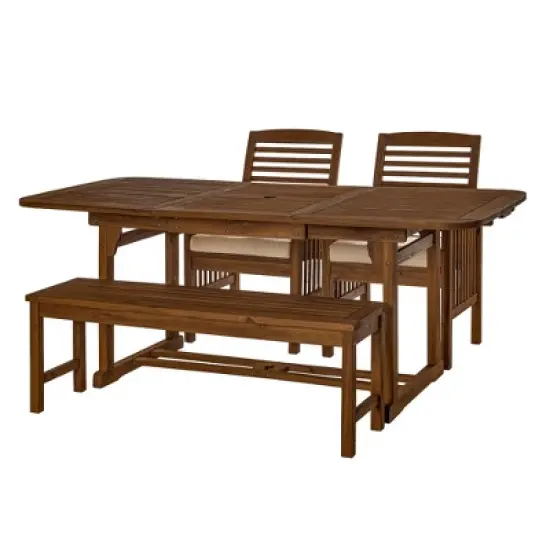 Ravenscroft 4pc Extendable Acacia Wood Outdoor Dining Set - Saracina Home image {1}