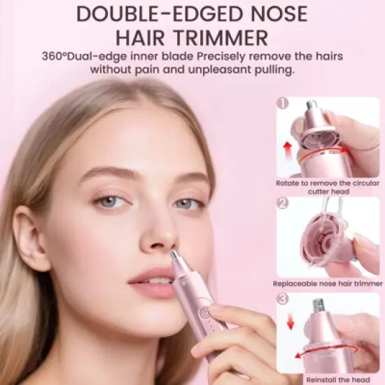 LILA by AKUNBEM Glow G1 Pro 3-in-1 Women's Bikini Trimmer, Facial Shaver & Nose Hair Trimmer - Waterproof, Portable, with USB Charging image {4}