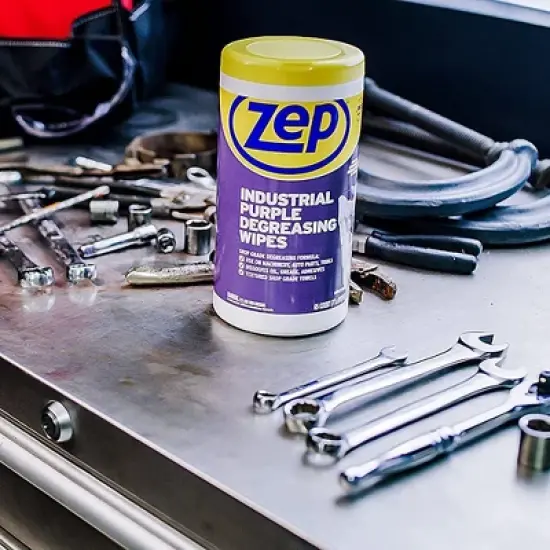 ZEP Industrial Purple Heavy-Duty Degreasing Wipes (65 Wipes per Canister) image {9}