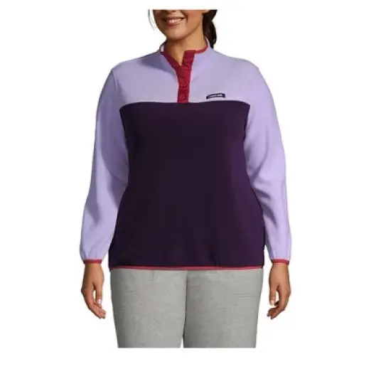 Lands' End Women's Heritage Fleece Snap Neck Pullover image {4}