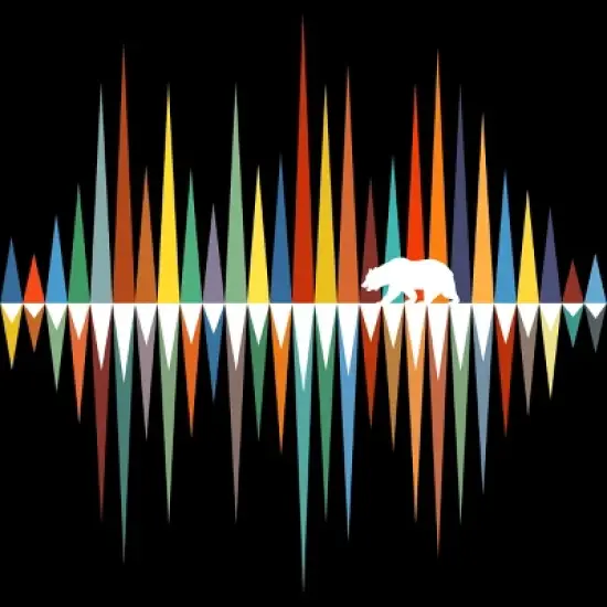 Junior's Design By Humans Colorful Mountain Bear Vibes - Music Sound Wave By NomAdartStudio T-Shirt image {1}