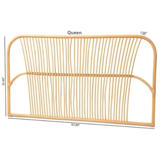 bali & pari Queen Laina Rattan Wall Mount Headboard Natural/Brown: No Assembly, Non-Upholstered, All Ages image {6}
