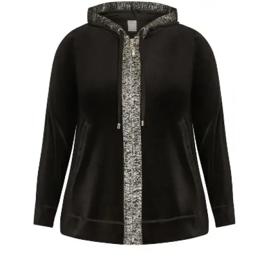 Women's Plus Size Metallic Velour Jacket - black | AVENUE image {2}