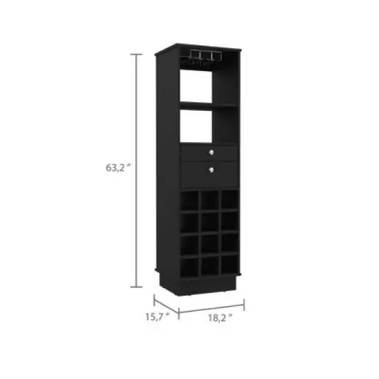 Gulches Elegant Black Manufactured Wood Storage Unit with 2 Drawers, 2 Shelves, 6 Cubbies 5''H x 5''W and Solid Base image {2}