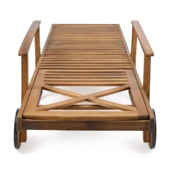 Perla 3pc Outdoor Acacia Wood Chaise Lounge Set with Cushions - Teak/Orange - Christopher Knight Home image {9}