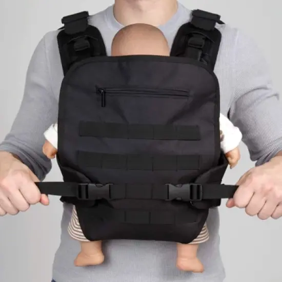 JumpOff Jo - Military-Inspired Baby Carrier for Men, Soft Front Pack for Dads with Tactical MOLLE / PALS Compatibility, Black image {2}